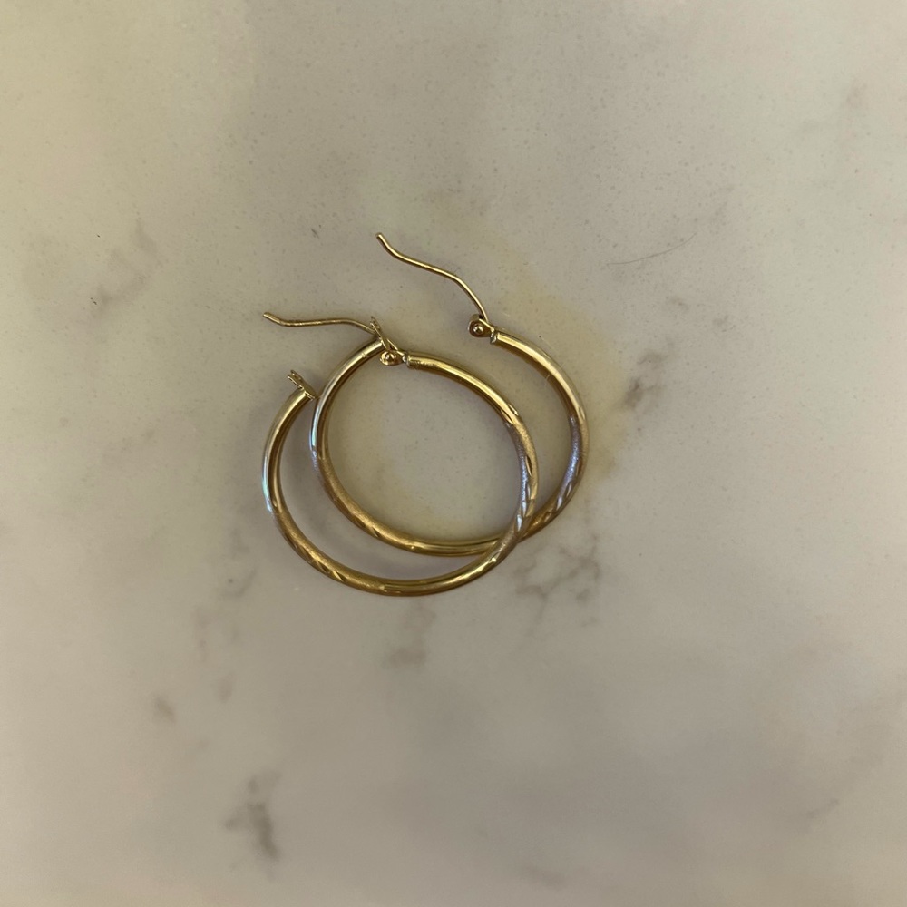 14k solid yellow gold tube hoop earrings